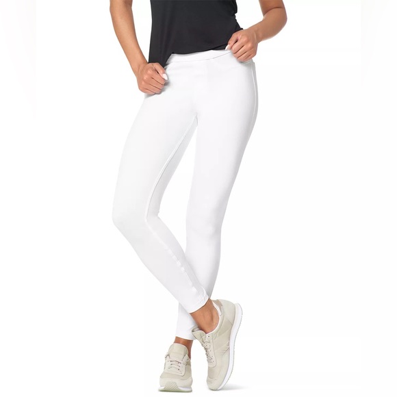 HUE Original Denim Leggings Essential Jeggings Stretch Mid-Rise In White BNWT - Picture 3 of 15